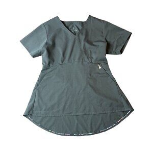 Vera Bradley Black V-Neck Swing Scrub Top With‎ Key Charm Small